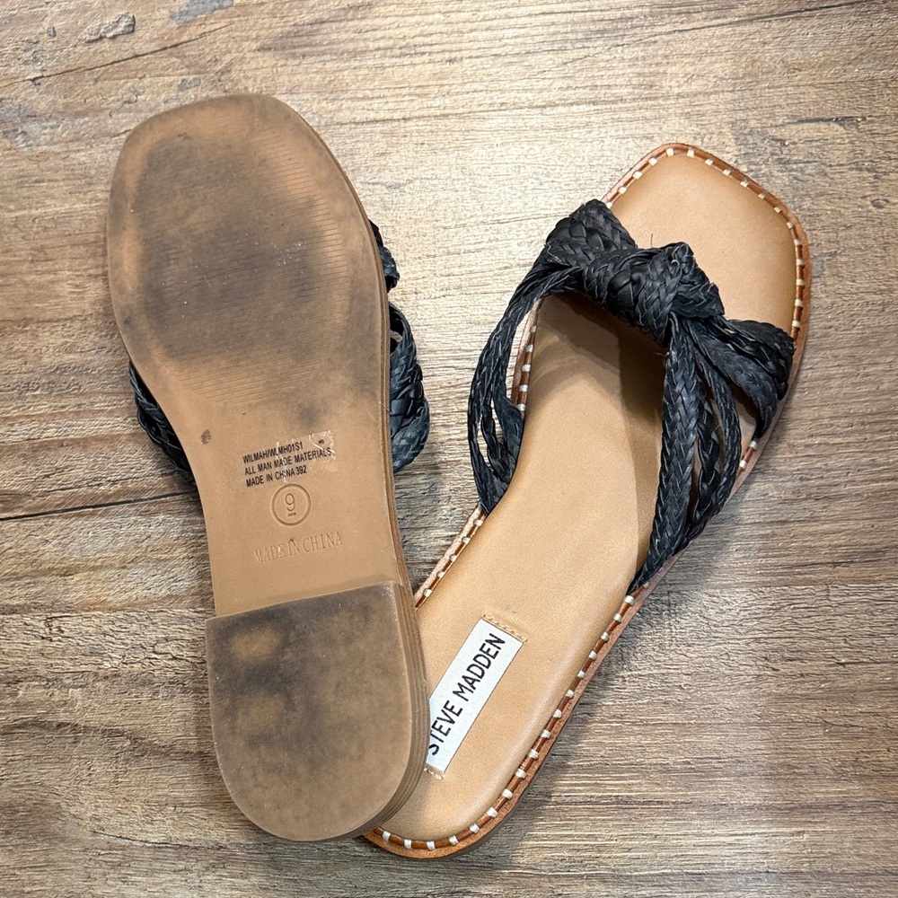 Steve Madden Black Knotted Women's Sandals - Picture 4 of 9